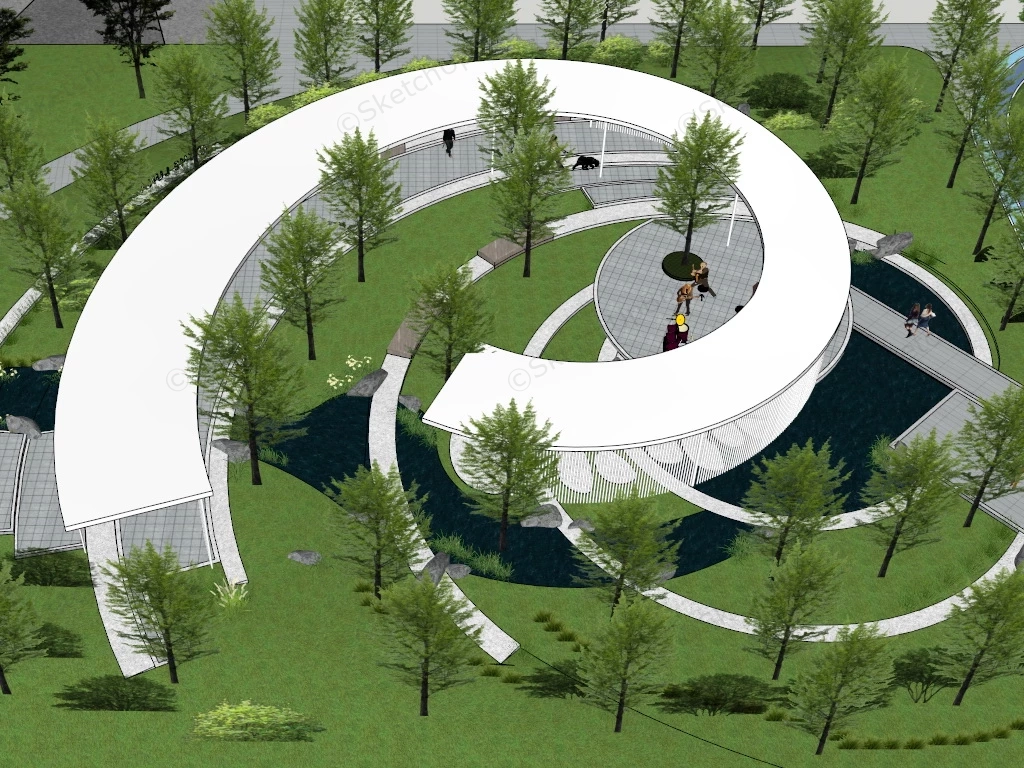 Urban Park Pergola Landscape Design sketchup model preview - SketchupBox