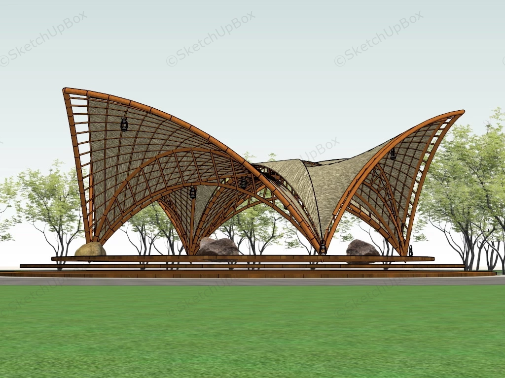 Beautiful Thatched Gazebo sketchup model preview - SketchupBox