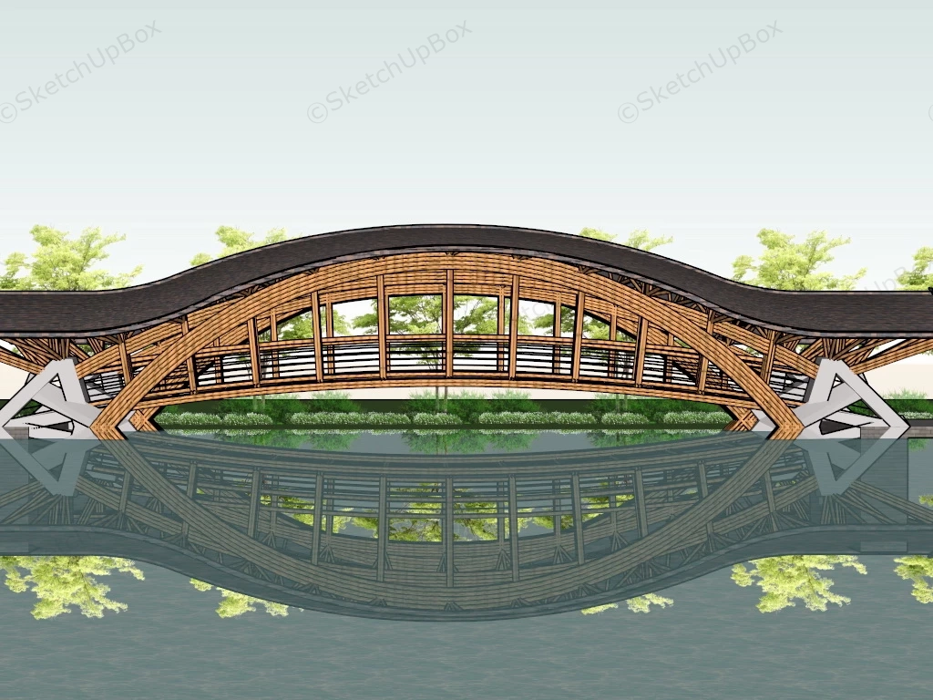 Antique Wooden Covered Bridge sketchup model preview - SketchupBox