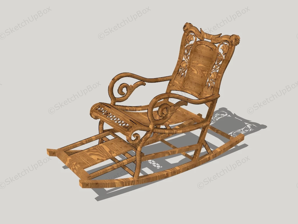 Antique Wood Rocking Chair sketchup model preview - SketchupBox