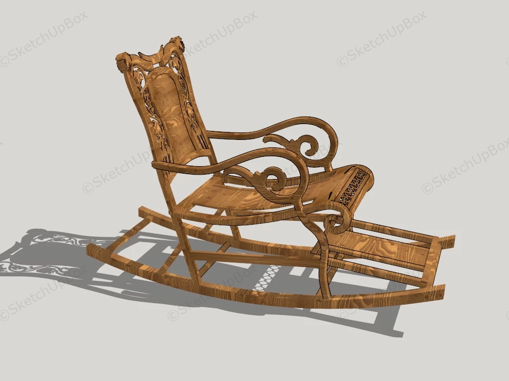 Antique Wood Rocking Chair sketchup model preview - SketchupBox