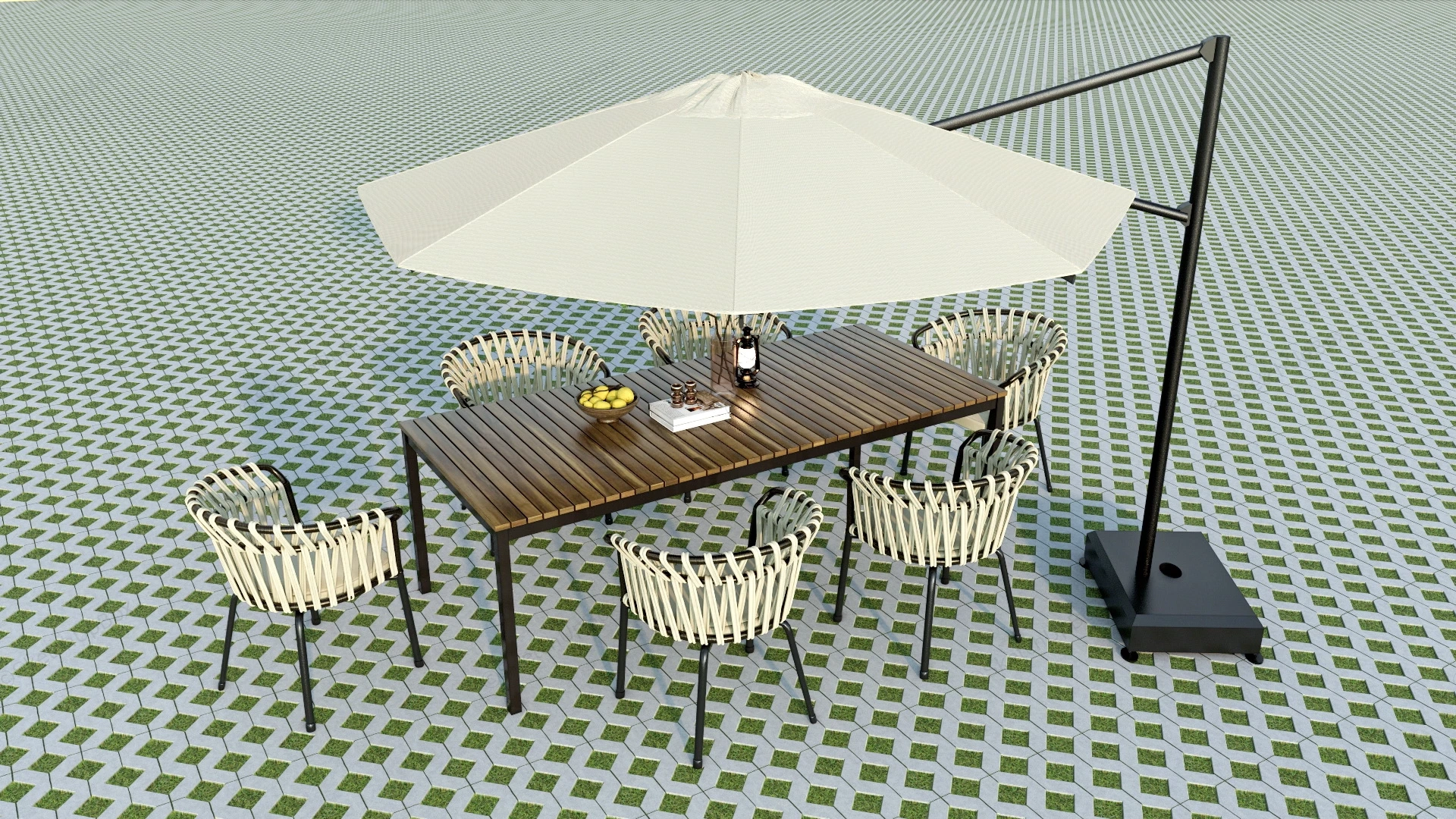 Patio Dining Sets With Umbrella sketchup model preview - SketchupBox