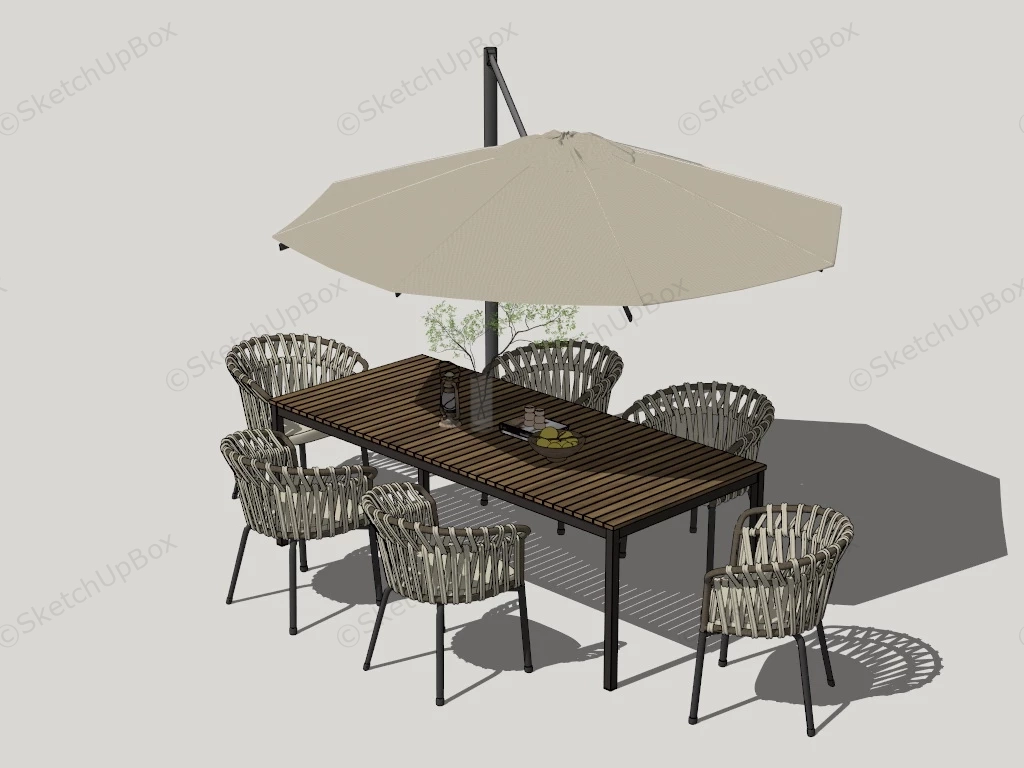 Patio Dining Sets With Umbrella sketchup model preview - SketchupBox