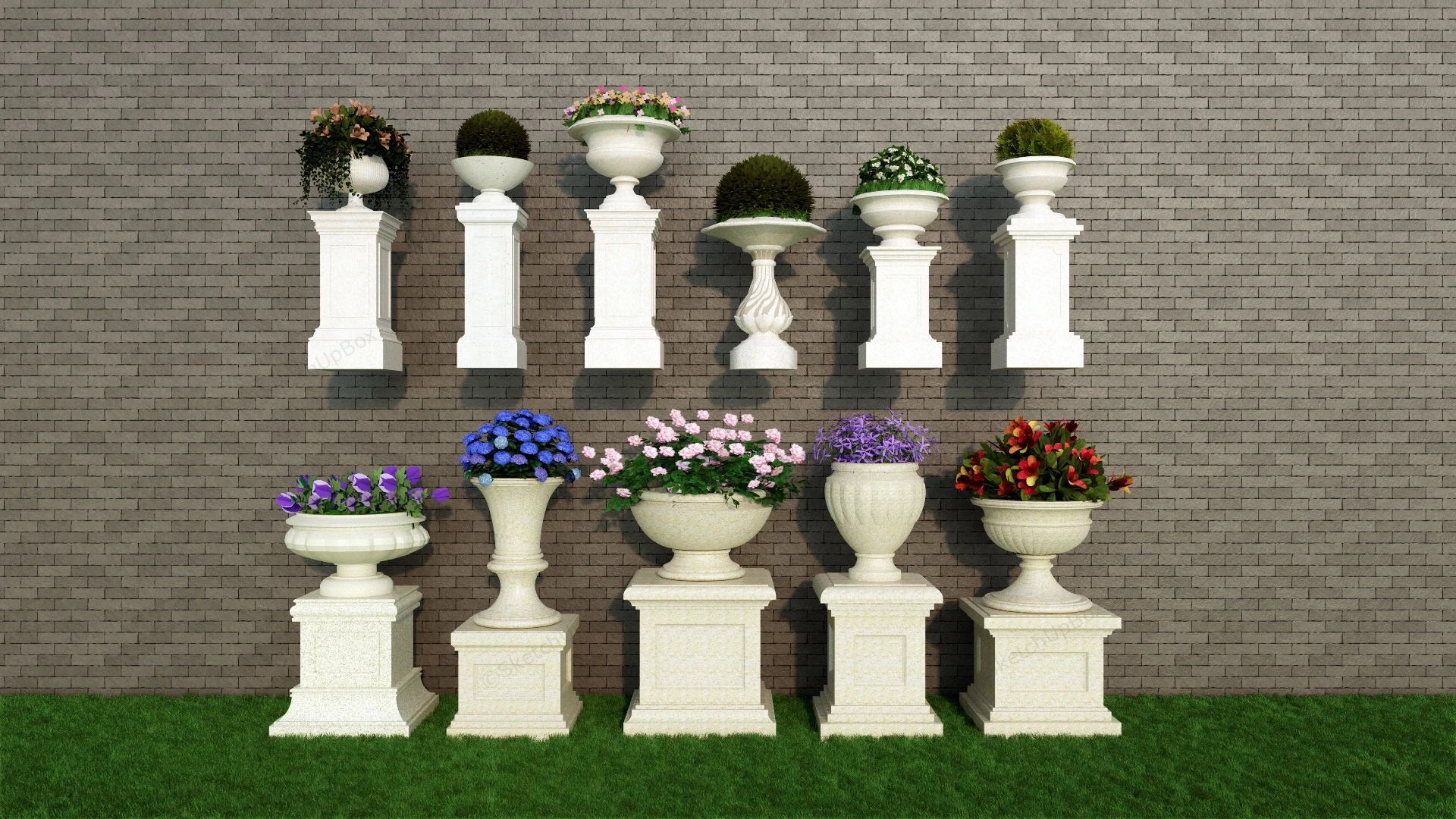 Large Garden Urns And Planters sketchup model preview - SketchupBox