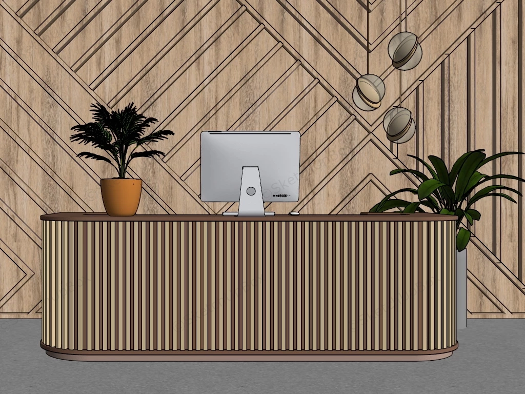 Natural Wood Reception Desk Idea sketchup model preview - SketchupBox