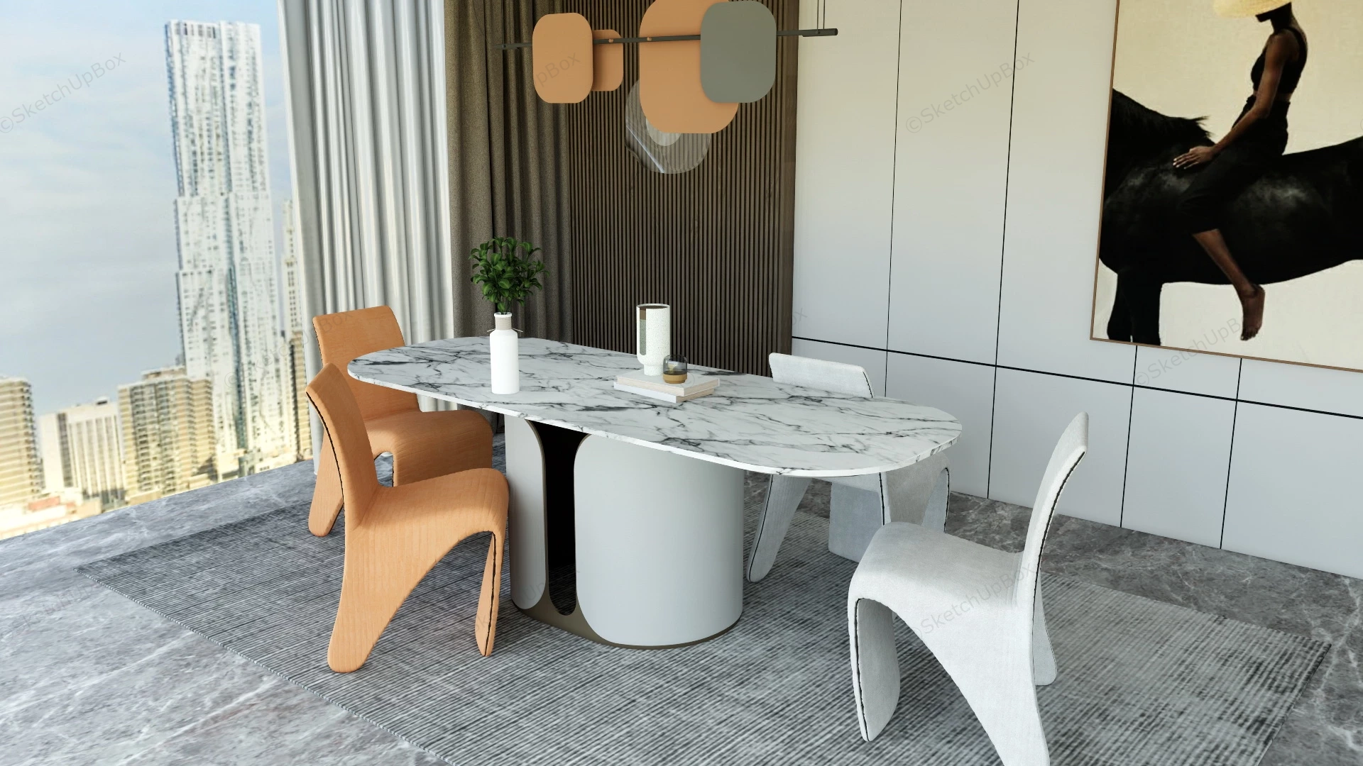 Minimalist Dining Room Decor sketchup model preview - SketchupBox