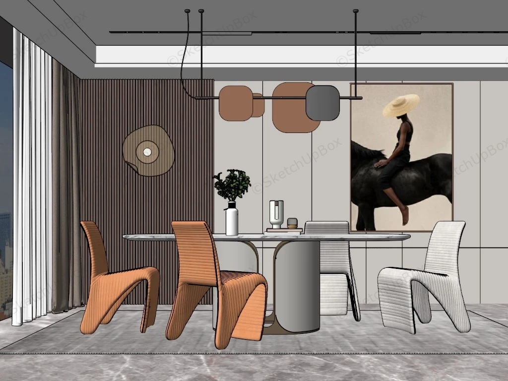 Minimalist Dining Room Decor sketchup model preview - SketchupBox