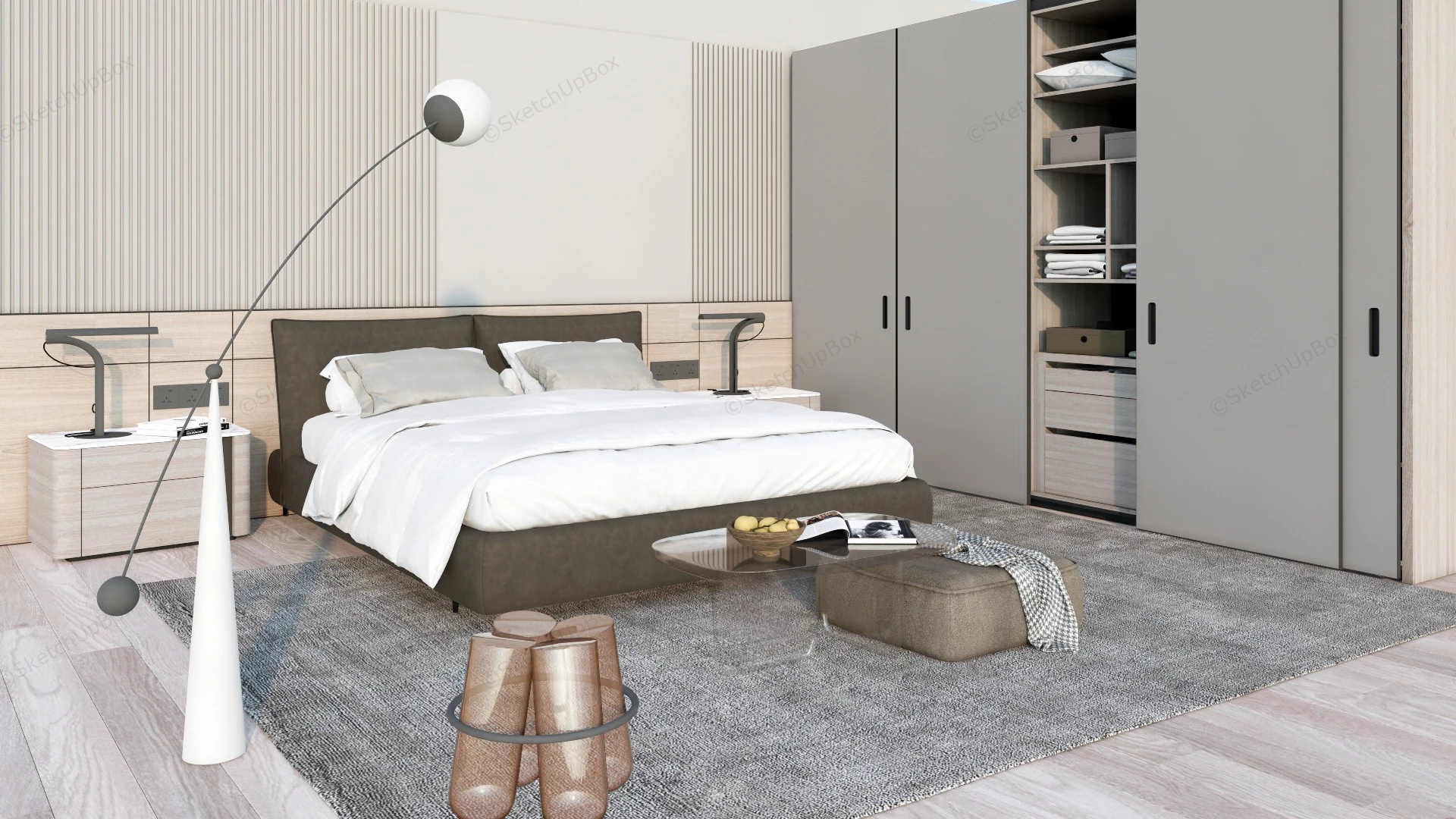 Contemporary Style Bedroom Ideas sketchup model preview - SketchupBox