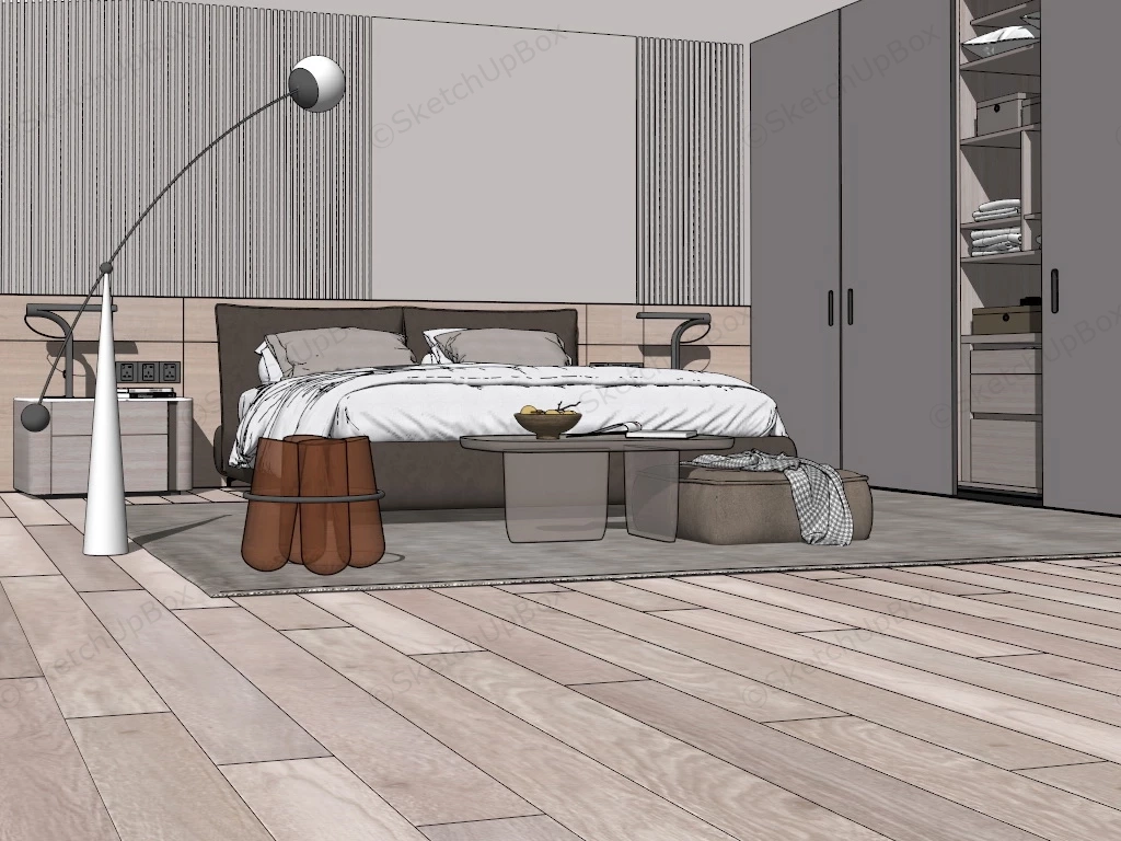 Contemporary Style Bedroom Ideas sketchup model preview - SketchupBox