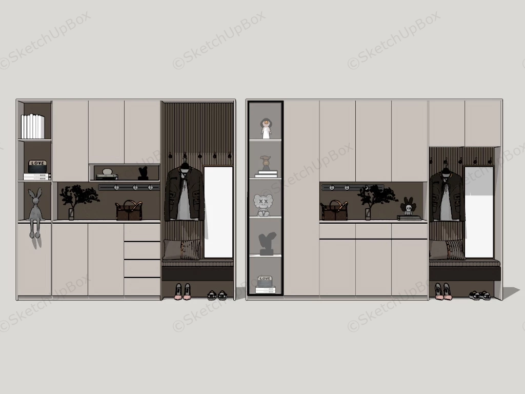 Mudroom Shoe Cabinet Ideas sketchup model preview - SketchupBox