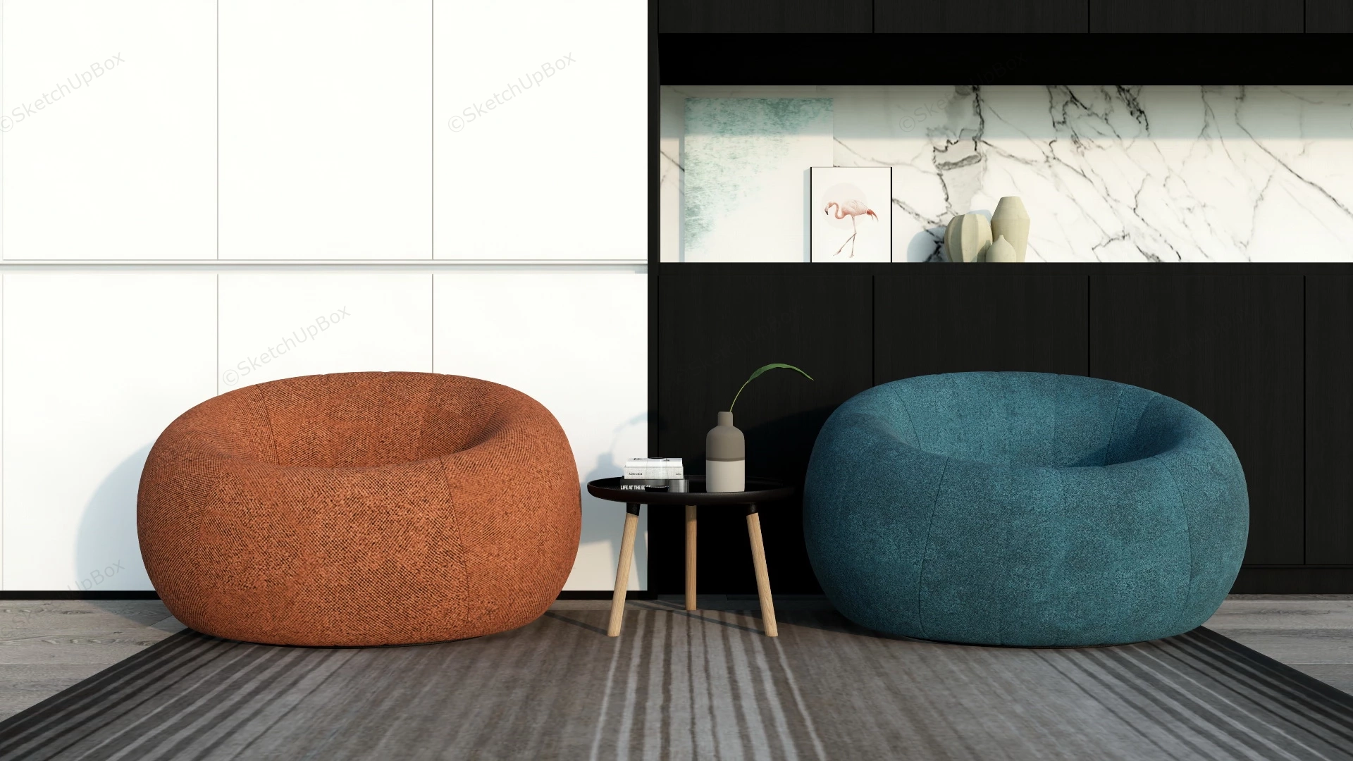 Modern Bean Bag Chairs sketchup model preview - SketchupBox