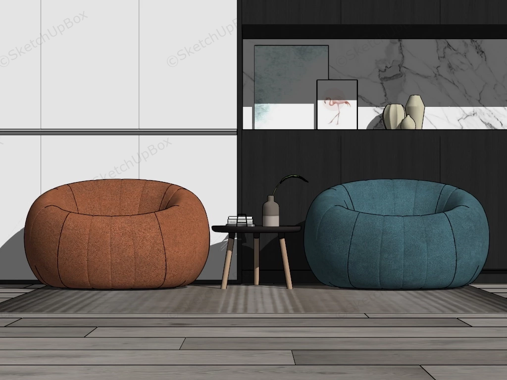 Modern Bean Bag Chairs sketchup model preview - SketchupBox