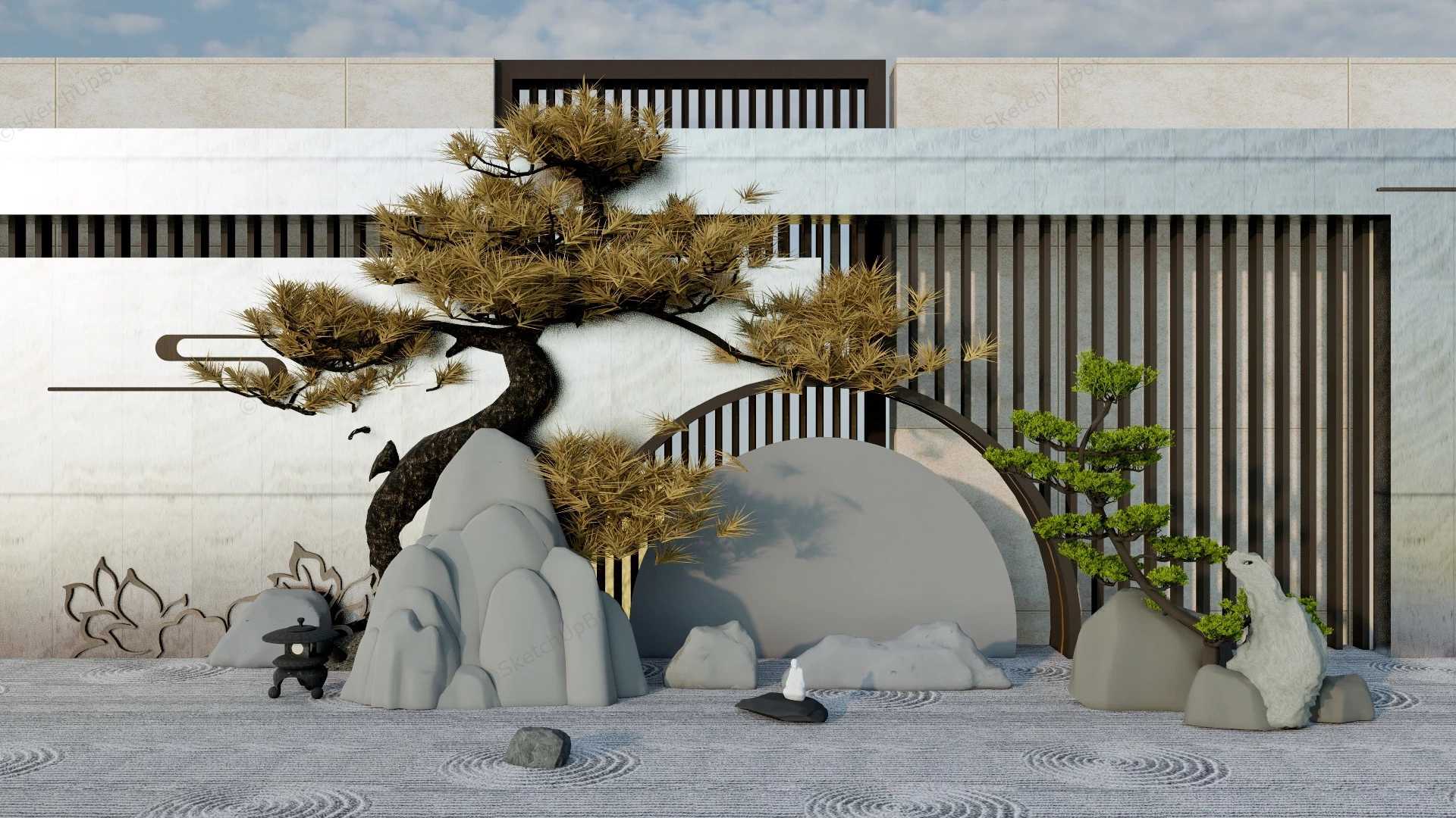 Small Zen Patio Design Idea sketchup model preview - SketchupBox