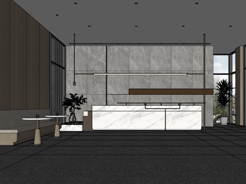 White Marble Reception Desk sketchup model preview - SketchupBox