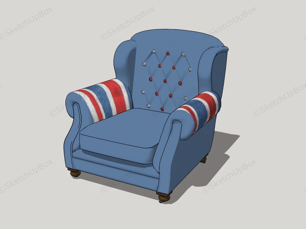 Fabric Armchair sketchup model preview - SketchupBox