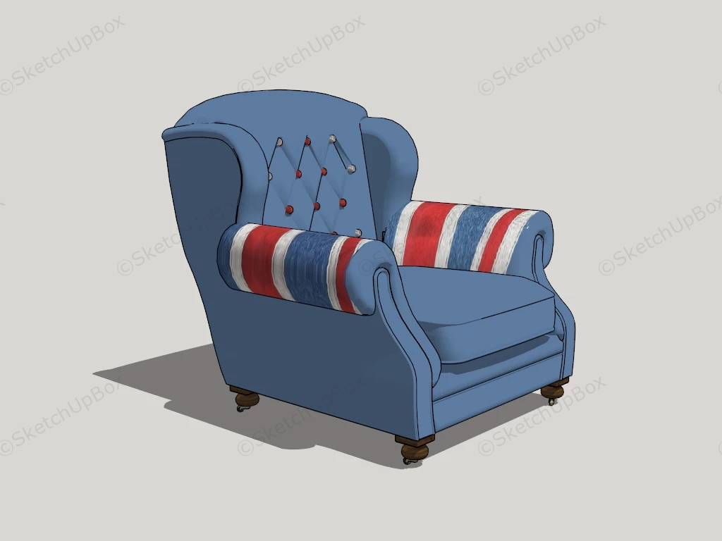 Fabric Armchair sketchup model preview - SketchupBox