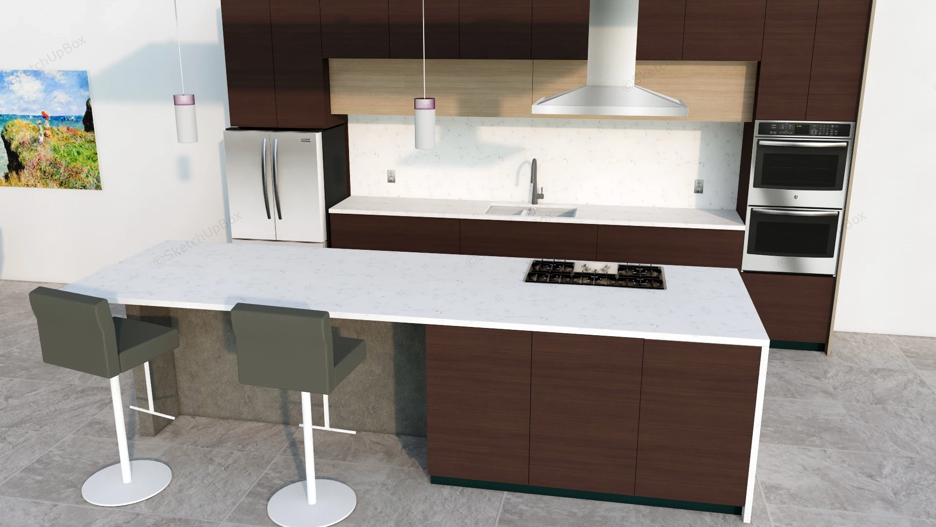 Modern Kitchen Island Idea sketchup model preview - SketchupBox