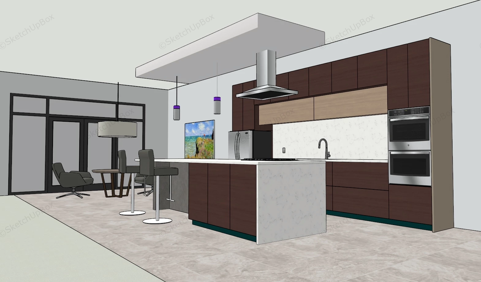 Modern Kitchen Island Idea sketchup model preview - SketchupBox