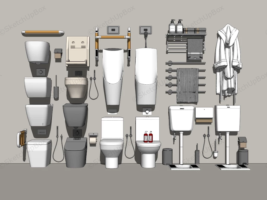 Toilet And Bathroom Accessories sketchup model preview - SketchupBox