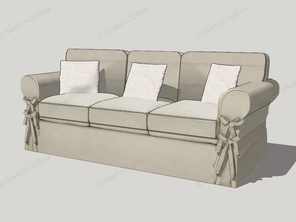 Fabric 3 Seater Sofa sketchup model preview - SketchupBox