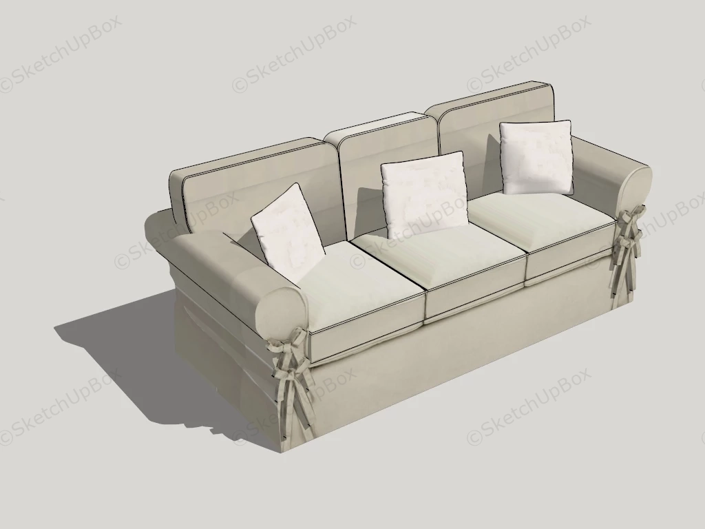 Fabric 3 Seater Sofa sketchup model preview - SketchupBox