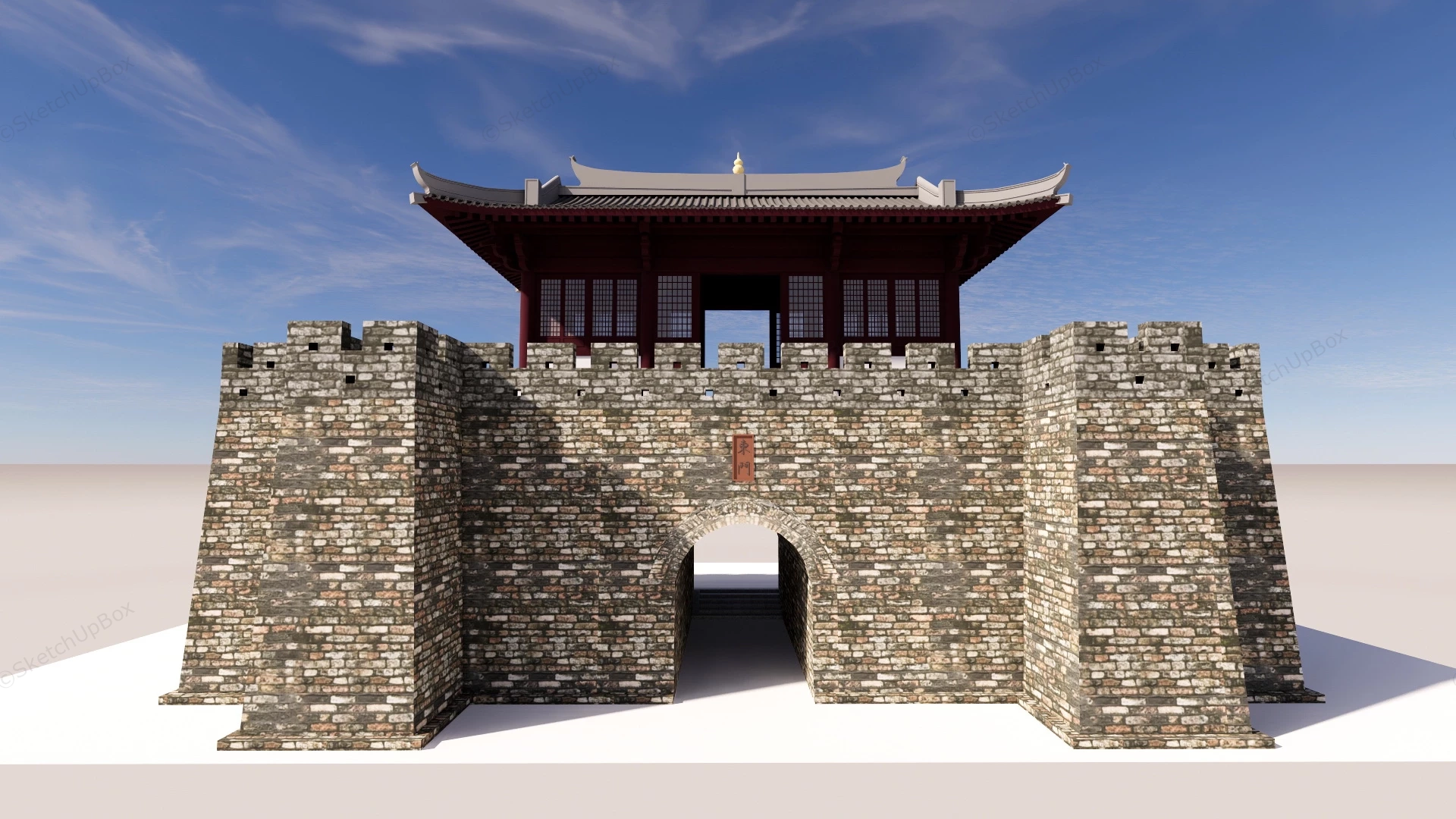 Old Stone City Gate sketchup model preview - SketchupBox