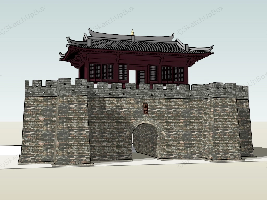 Old Stone City Gate sketchup model preview - SketchupBox