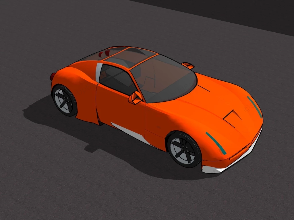 Orange Sport Car sketchup model preview - SketchupBox