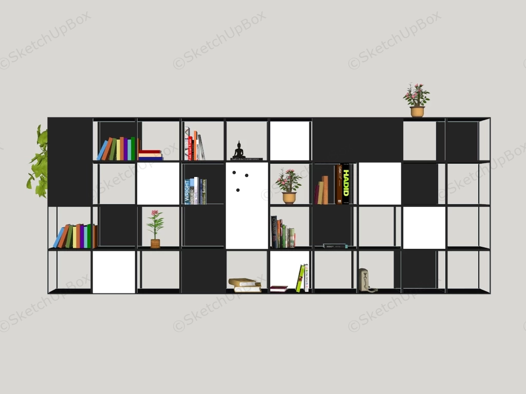 Black Metal Bookshelf sketchup model preview - SketchupBox