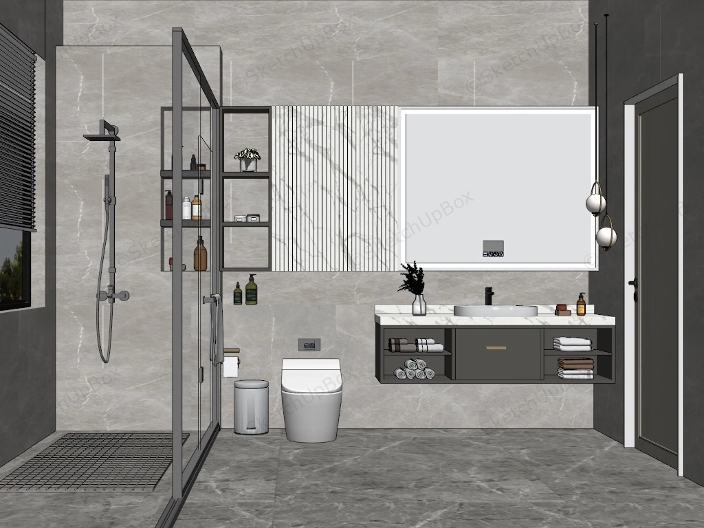 Modern Small Bathroom Remodel sketchup model preview - SketchupBox