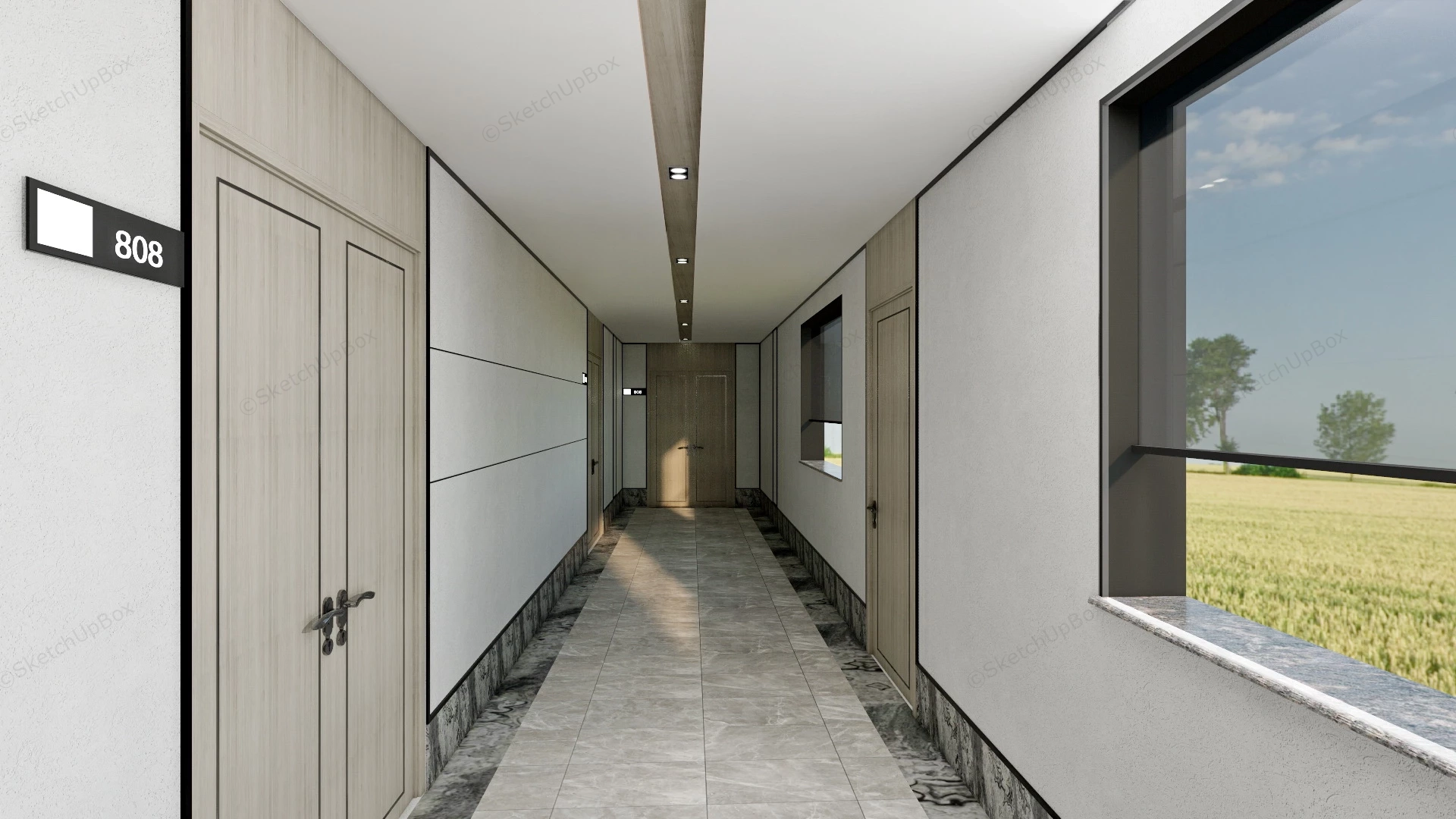 Building Corridor sketchup model preview - SketchupBox