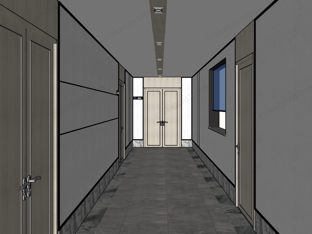 Building Corridor sketchup model preview - SketchupBox