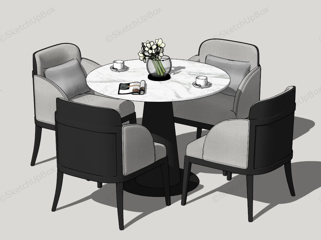 4 Seater Dining Set sketchup model preview - SketchupBox