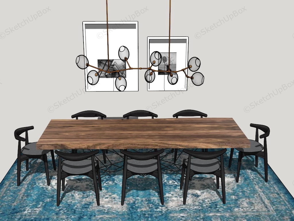 Rustic Industrial Dining Set sketchup model preview - SketchupBox