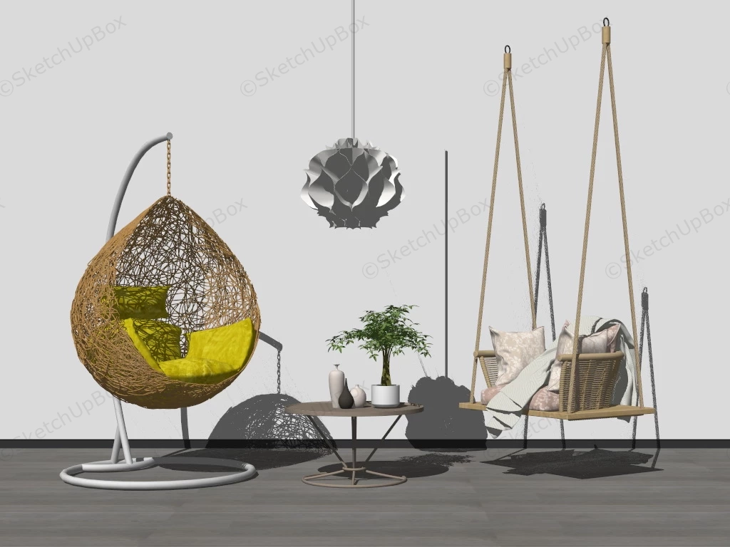 Porch Swing And Egg Chair sketchup model preview - SketchupBox