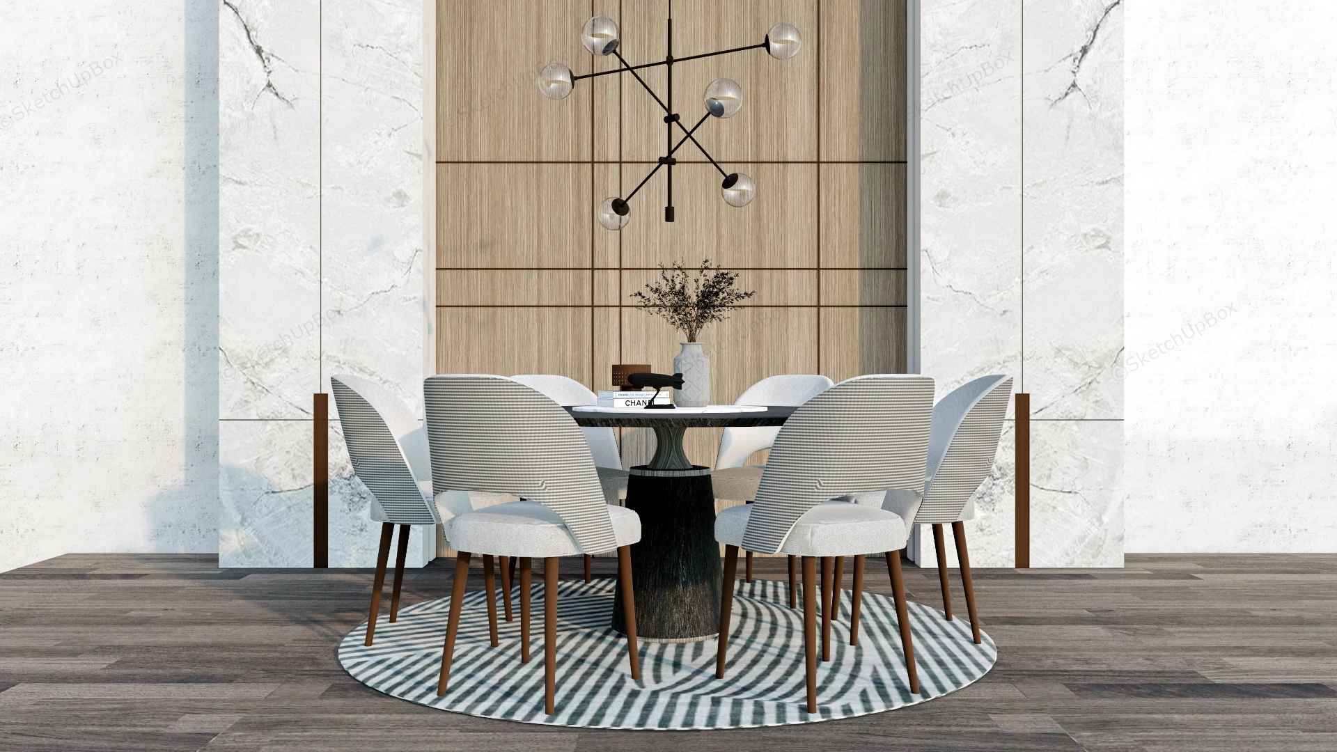 Modern Round Dining Sets sketchup model preview - SketchupBox