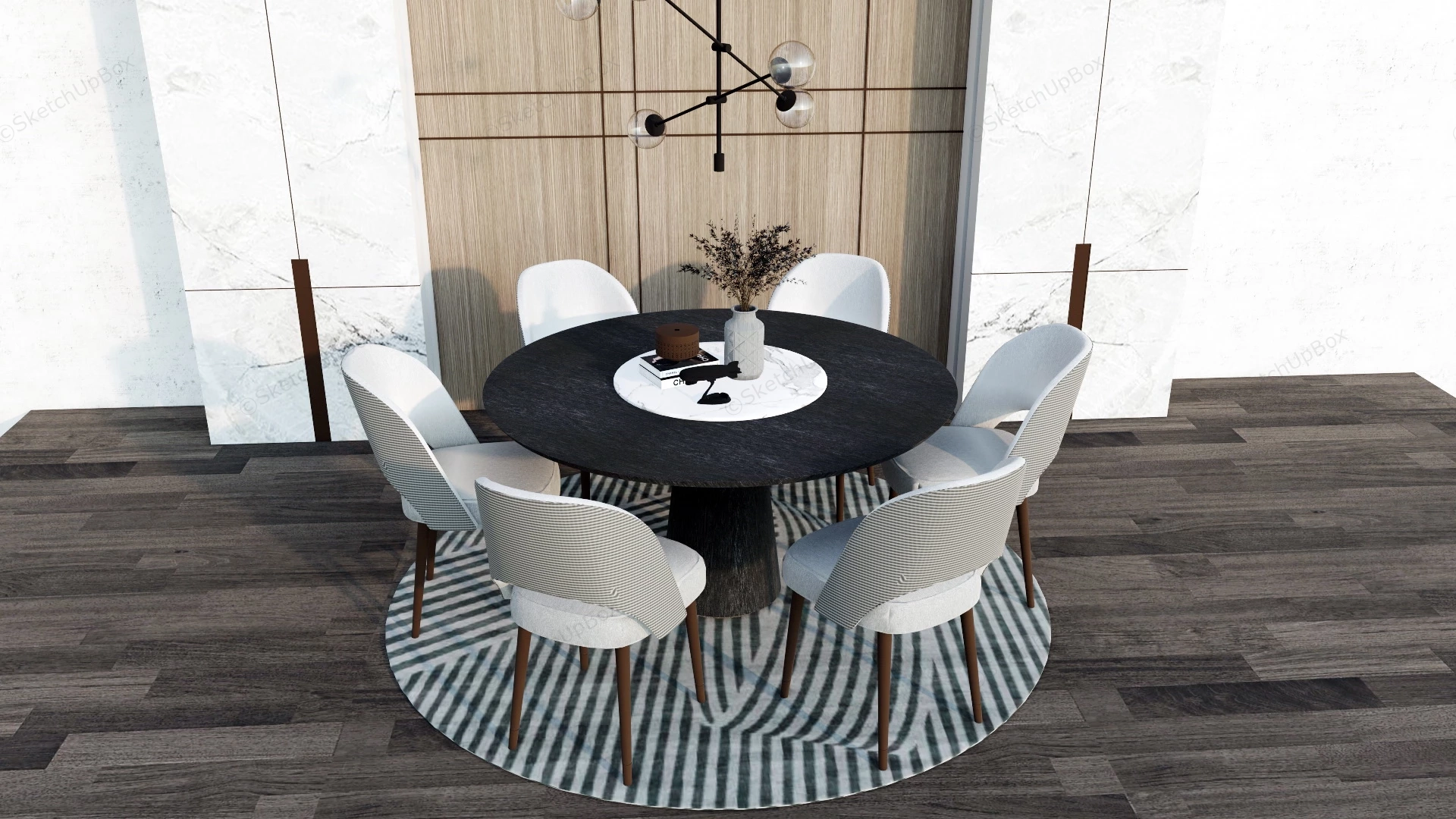 Modern Round Dining Sets sketchup model preview - SketchupBox