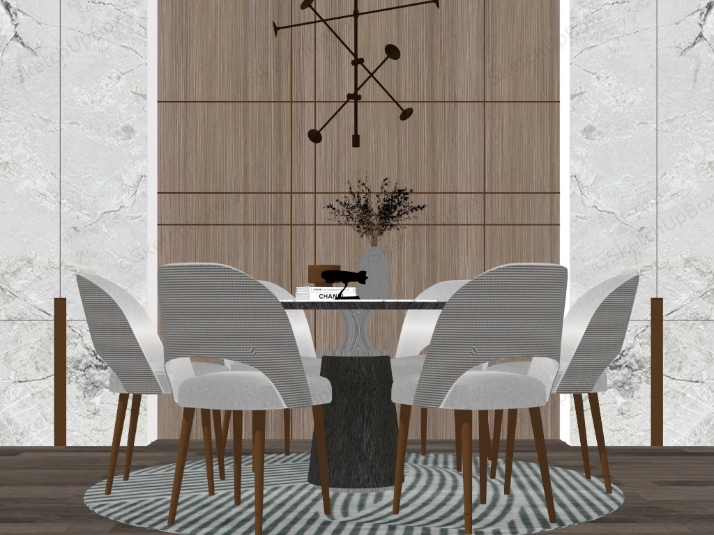 Modern Round Dining Sets sketchup model preview - SketchupBox