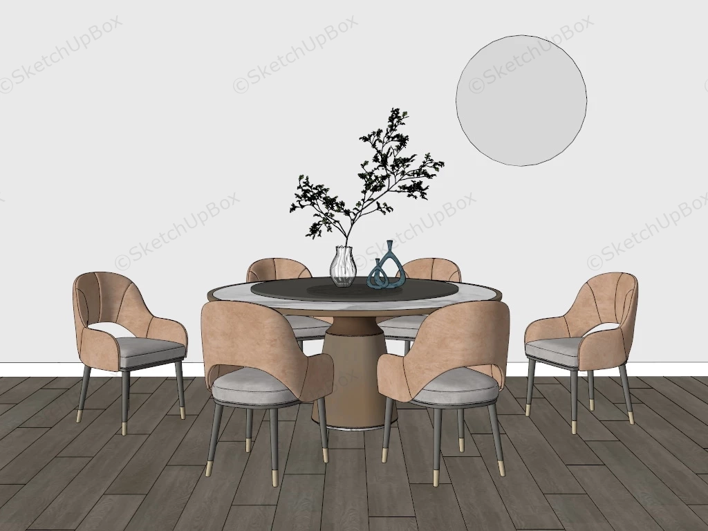 Round Formal Dining Room Set sketchup model preview - SketchupBox