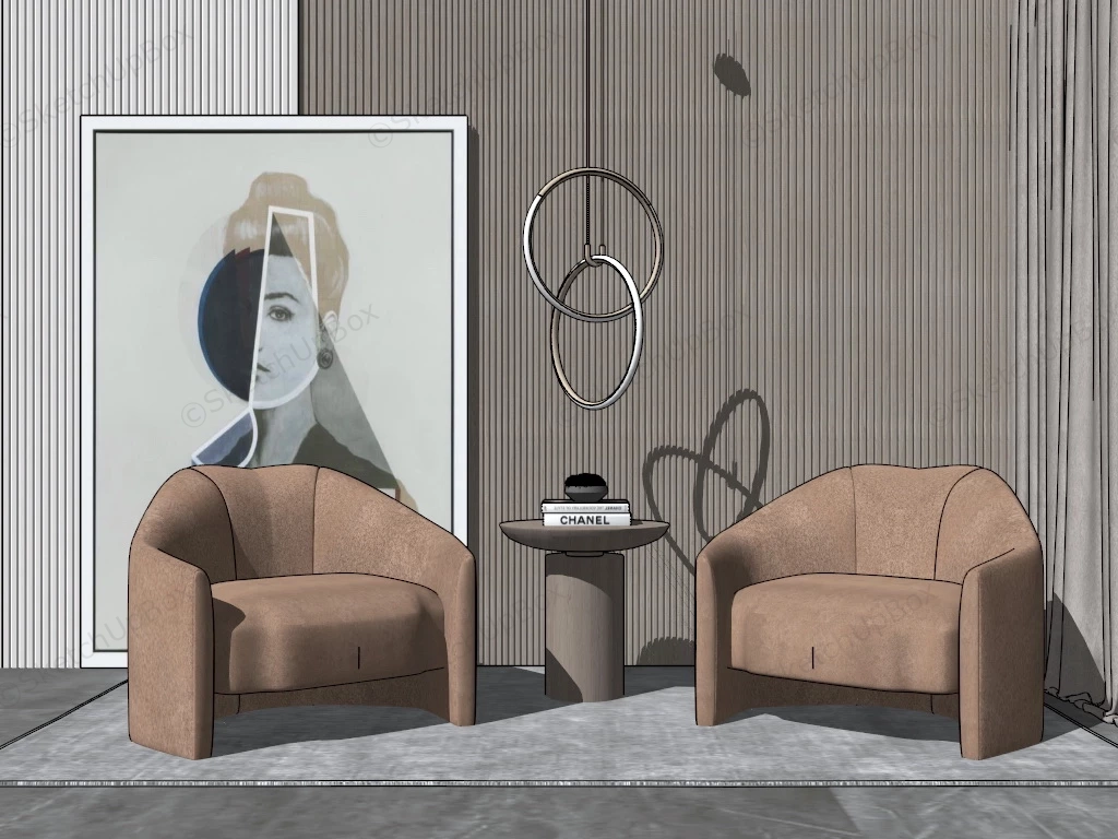 Brown Accent Chairs For Living Room sketchup model preview - SketchupBox