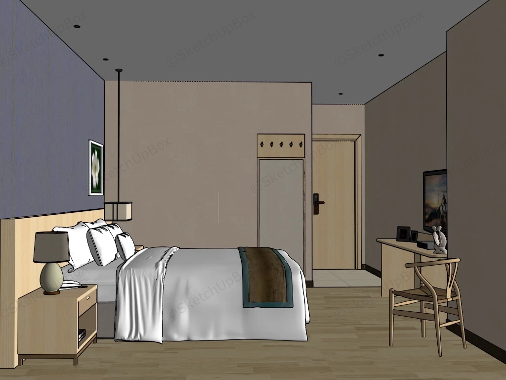 Hotel Room Interior sketchup model preview - SketchupBox