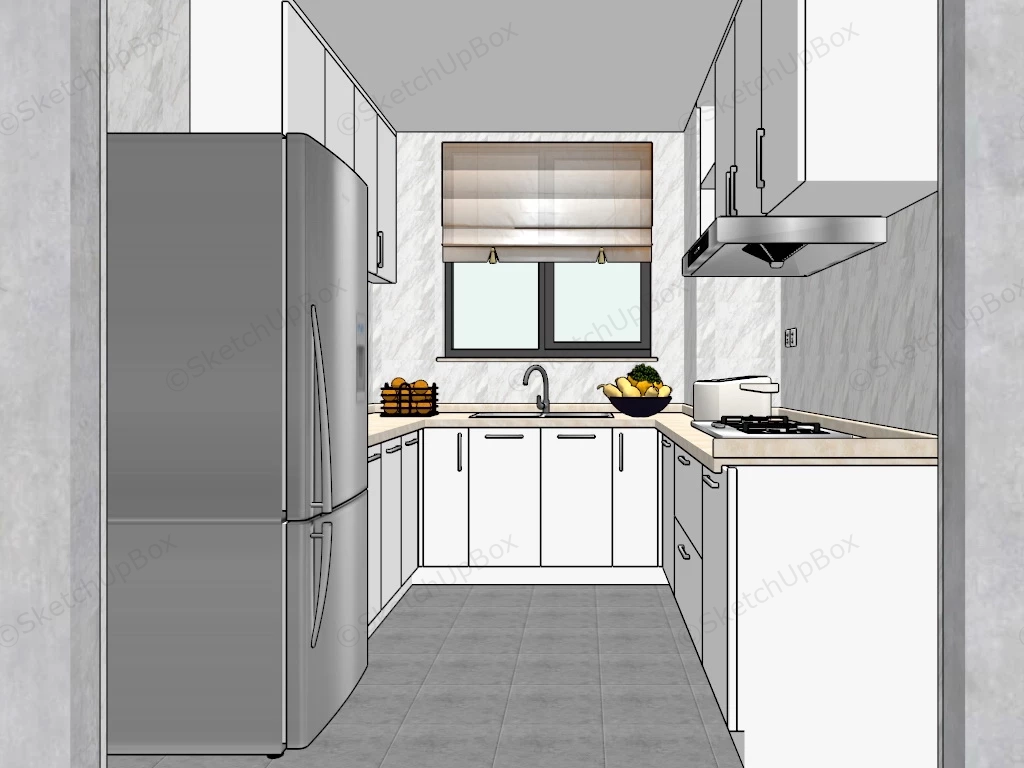 Small Narrow Kitchen Design Idea sketchup model preview - SketchupBox