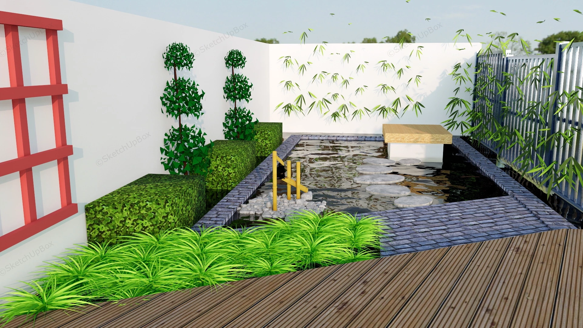 Backyard Pond Idea sketchup model preview - SketchupBox