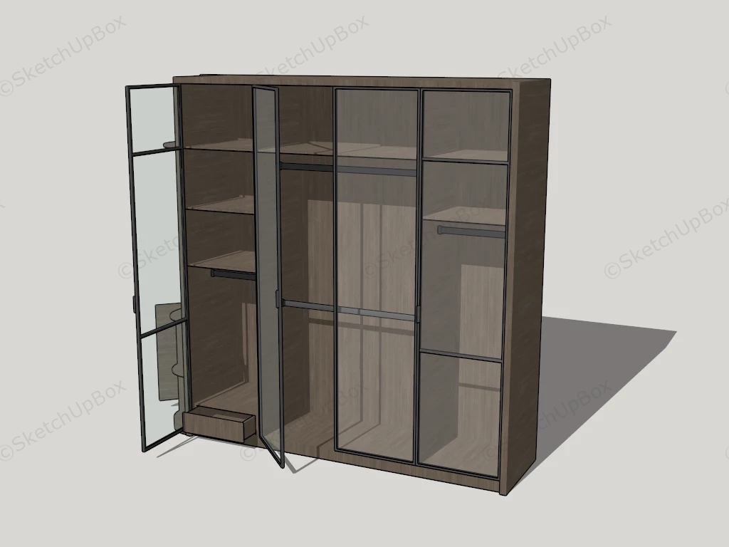 Modern Wardrobe With Glass Doors sketchup model preview - SketchupBox