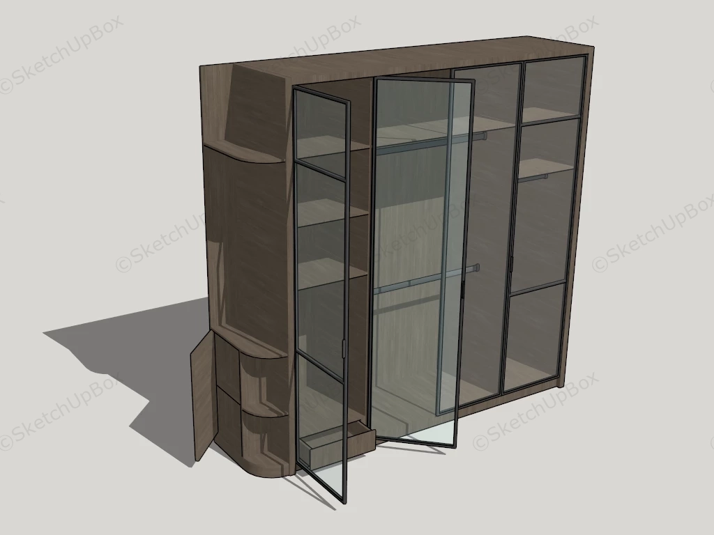 Modern Wardrobe With Glass Doors sketchup model preview - SketchupBox