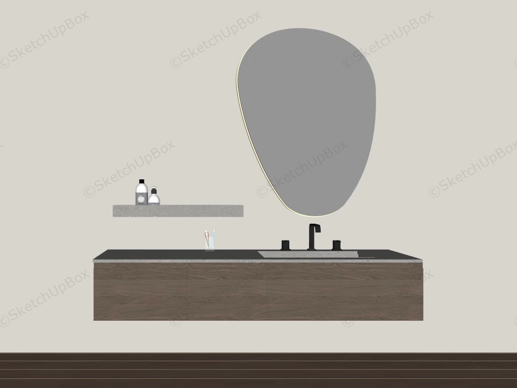 Wall Mount Single Bathroom Vanity sketchup model preview - SketchupBox