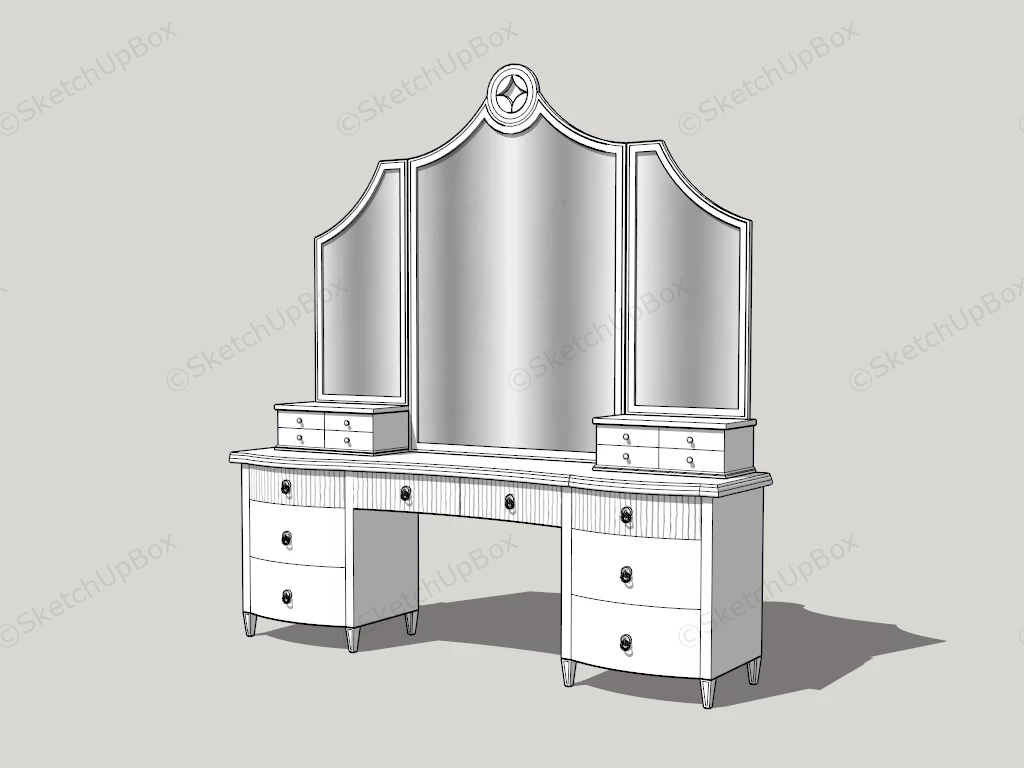 Vintage Makeup Vanity Table sketchup model preview - SketchupBox