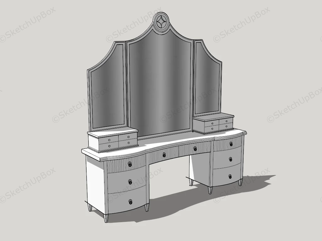 Vintage Makeup Vanity Table sketchup model preview - SketchupBox