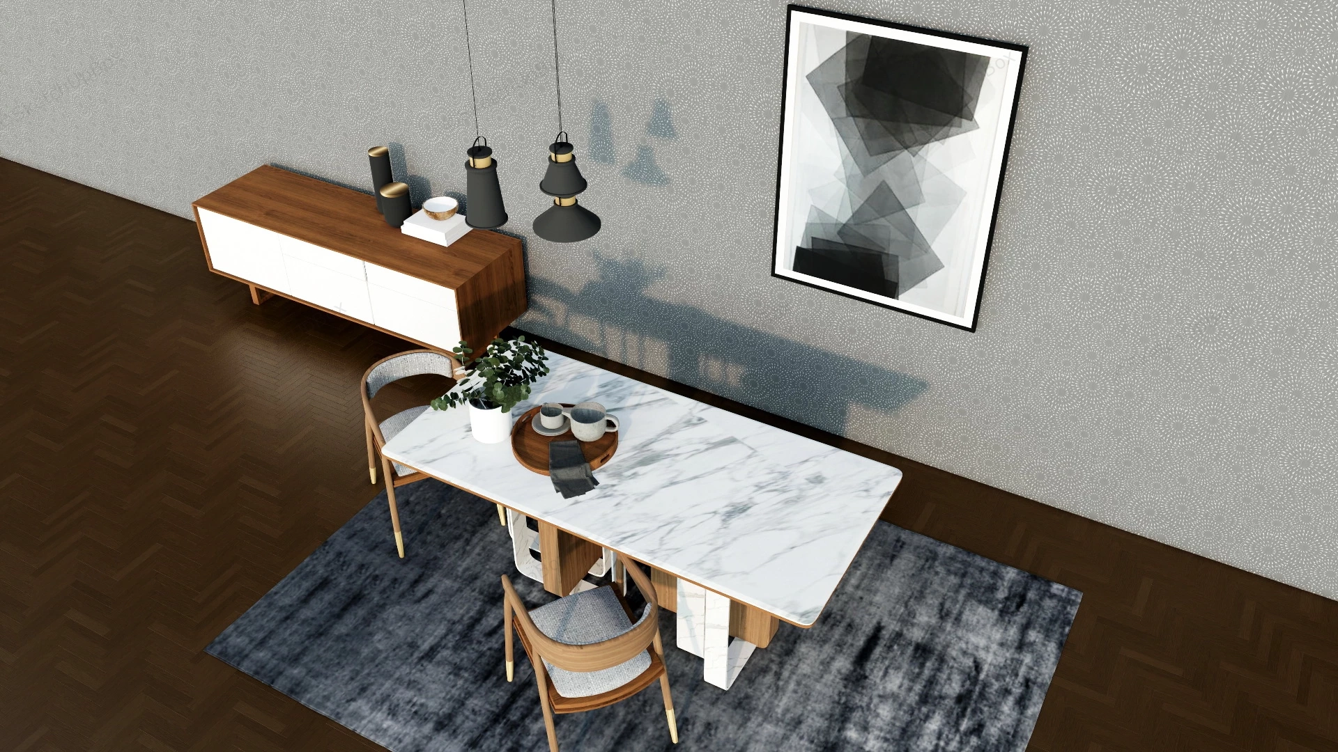 Dining Room Table And Buffet Set sketchup model preview - SketchupBox