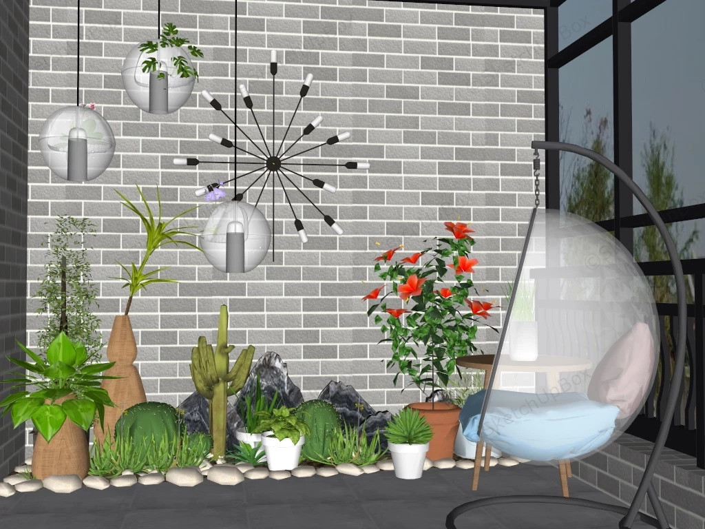 Small Balcony Garden Ideas sketchup model preview - SketchupBox